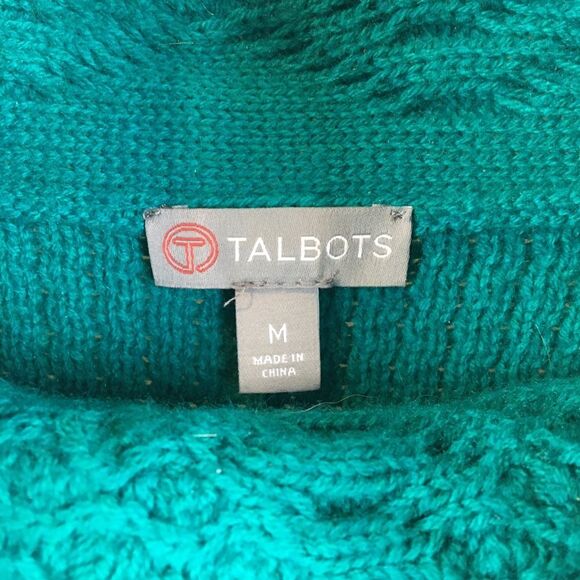Talbots Teal Blue Cowl Neck Wool Blend Soft Knit Sweater M - Picture 6 of 7